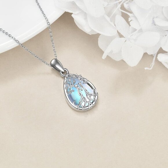 Sterling Silver Tree of Life Abalone Turquoise Pendant Necklace for Sister - Picture 4 of 7